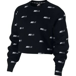 Nike Air All Over Print Crew Logo Cropped Sweatshirt XS